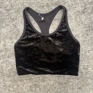SPLITS59 Black Velour Sporty Model Off Duty Black Women's Sports Bra Size Small